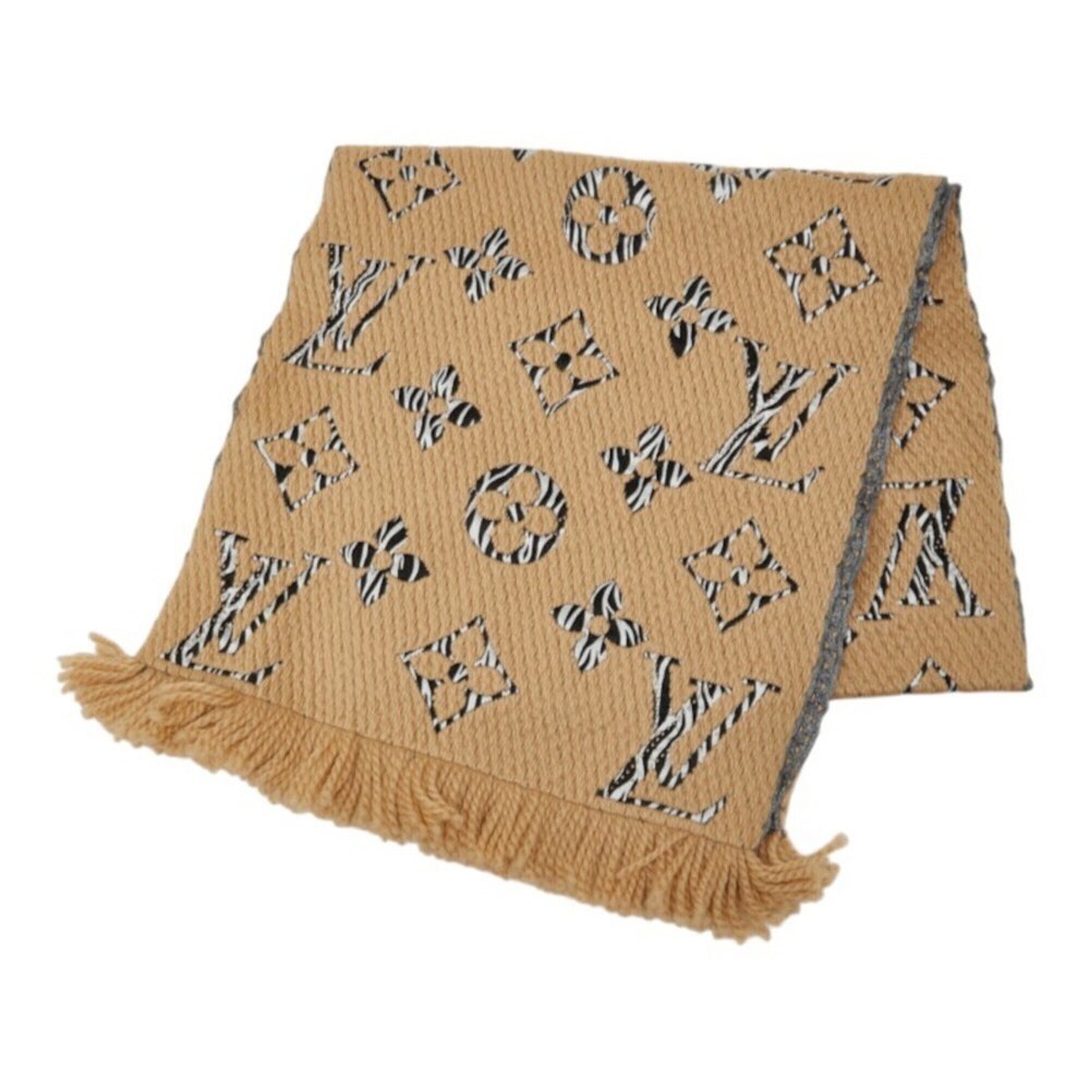 Louis Vuitton Monogram Jungle Echarpe Giant Scarf M76346 Beige Wool Silk Wome...